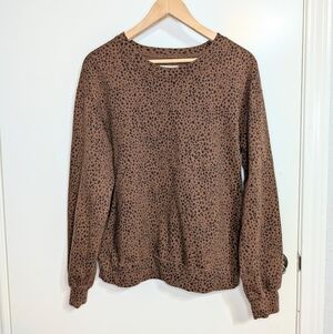Abercrombie Soft A&F Leopard Sweatshirt Brown Animal Print M